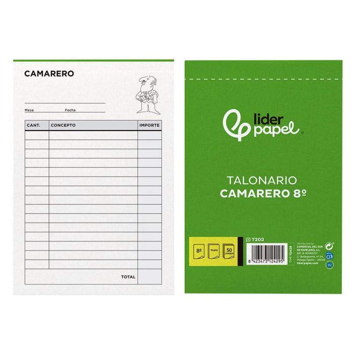 Talonario Liderpapel Camarero 8º Original Y Copia 202 5 unidades