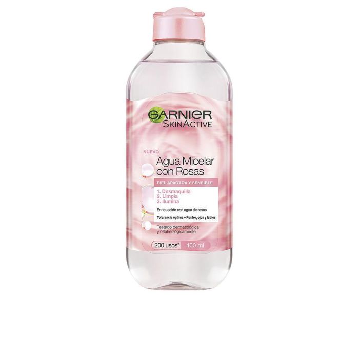 Garnier Agua Micelar con Rosas para Piel Apagada y Sensible, Limpiador Facial Suave, 400 ml 0 Garnier Agua Micelar con Rosas para Piel Apagada y Sensible, Limpiador Facial Suave, 400 ml 0