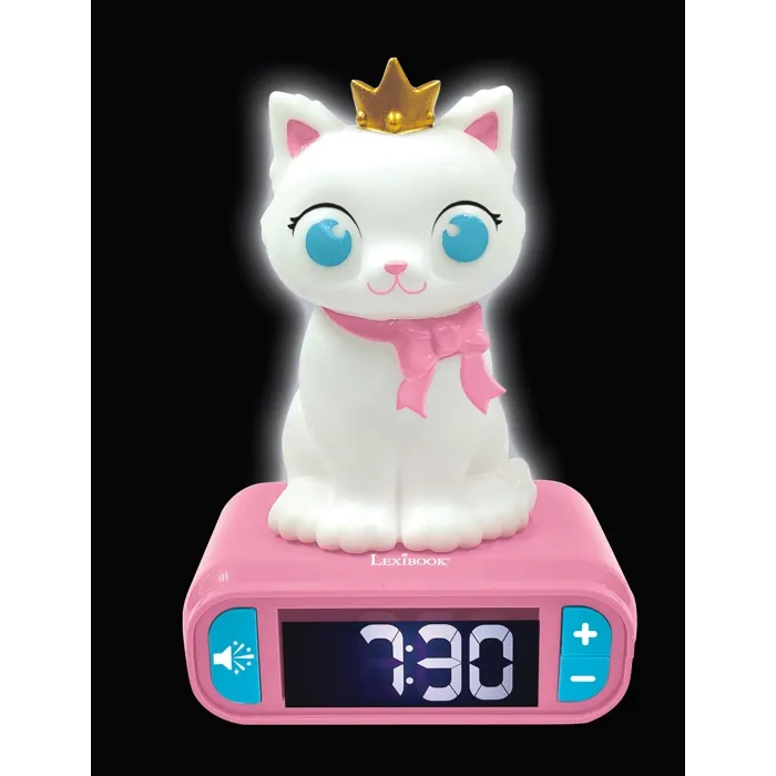 Lexibook Despertador Gato 3D con Luz Nocturna y Efectos de Sonido 3