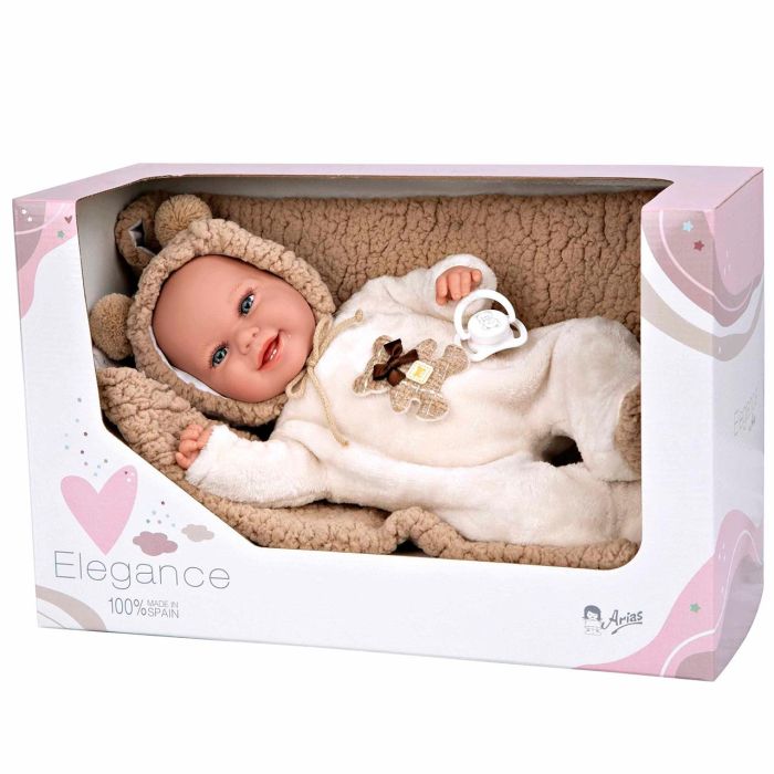 Muñecas Arias Elegance Babyto Muñeca de Peso, marrón con Manta, Cuerpo Blando 35 cm. Ideal para 3+ años 3