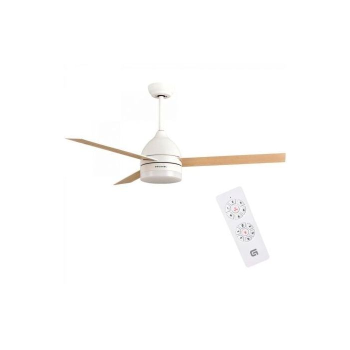 Grunkel Ventilador de Techo con Luz 35W, 6 Velocidades, Temporizador, Blanco