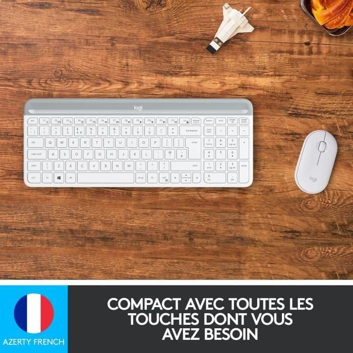 LOGITECH - Juego de teclado + mouse inalámbricos MK470 - AZERTY - Blanco 1 LOGITECH - Juego de teclado + mouse inalámbricos MK470 - AZERTY - Blanco 1