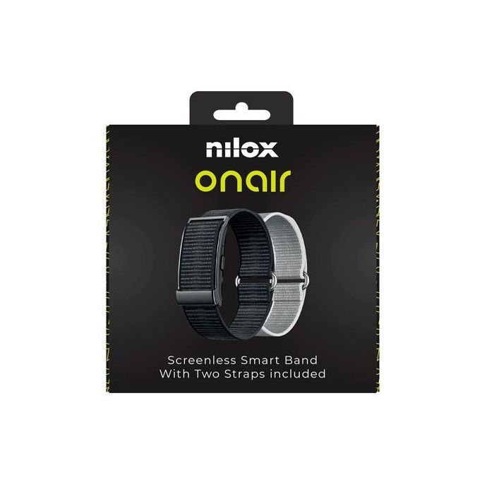 Nilox Pulsera Inteligente sin Pantalla Bluetooth con Monitor de Salud 24/7, incluye 2 Pulseras (Negro y Plata)