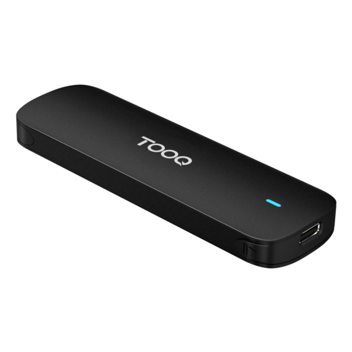 TooQ TQE-2201B Caja Externa para SSD M.2 NVMe PCIe, USB-C 3.2 Gen 2 (10Gbps) con Apertura Fácil sin Tornillos, Aluminio, Negro