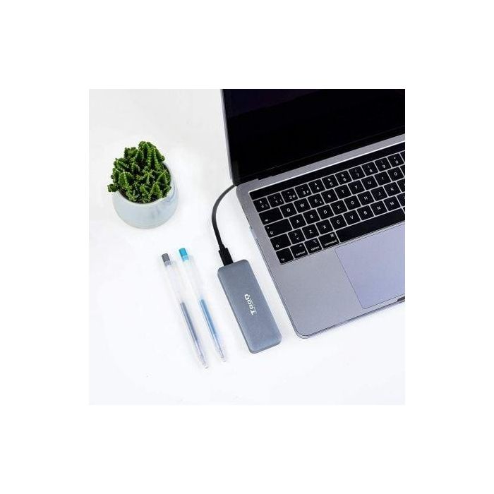 TooQ TQE-2281G Caja Externa SSD M.2 SATA USB 3.0 NGFF B-Key 2230/2242/2260/2280 hasta 1TB UASP Aluminio Gris Sin tornillos 3