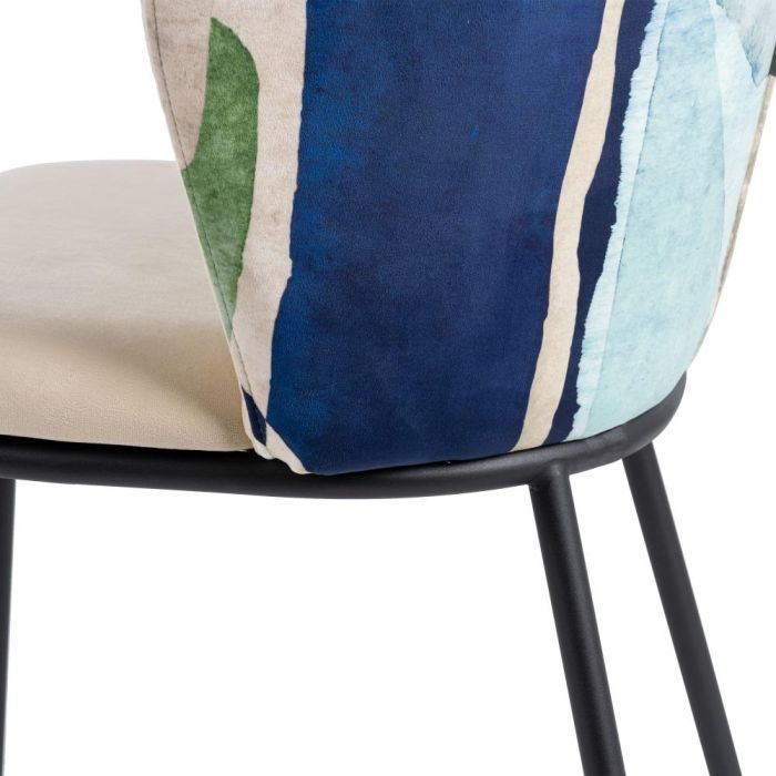 Silla Abstracto Verde-Beige Tejido-Metal 58 X 52 X 77 cm