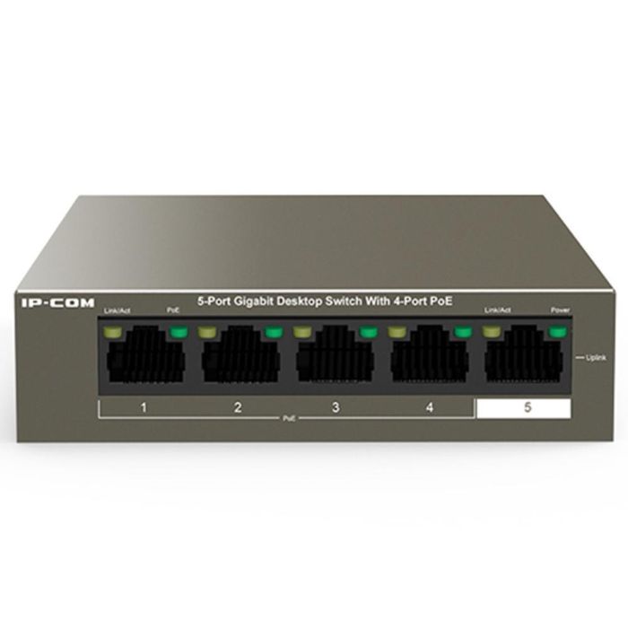 Ip - com G1105P-4-63W Conmutador Gigabit 5 Puertos con PoE 58W, 4 Puertos PoE IEEE 802.3af/at, Protección contra Rayos 6KV, VLAN 0 Ip - com G1105P-4-63W Conmutador Gigabit 5 Puertos con PoE 58W, 4 Puertos PoE IEEE 802.3af/at, Protección contra Rayos 6KV, VLAN 0