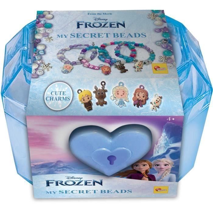 Lisciani Giochi LIS1737200180406 Kit para crear joyas Frozen con Caja con cerradura, Cuentas de colores y Charms