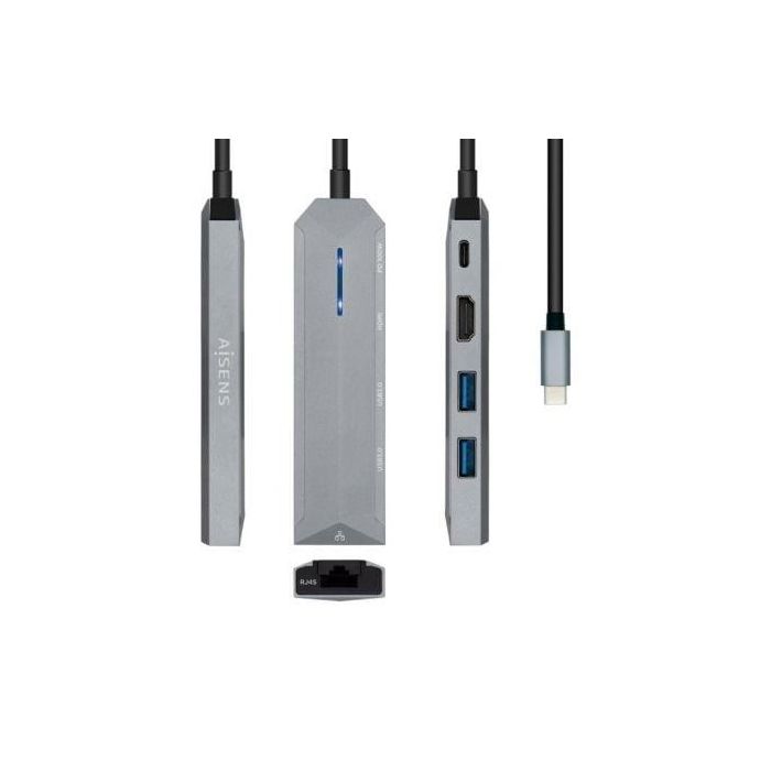 Aisens Dock Station USB-C 5 en 1 con HDMI, RJ45, 2 USB, PD 100W - Gris 0 Aisens Dock Station USB-C 5 en 1 con HDMI, RJ45, 2 USB, PD 100W - Gris 0
