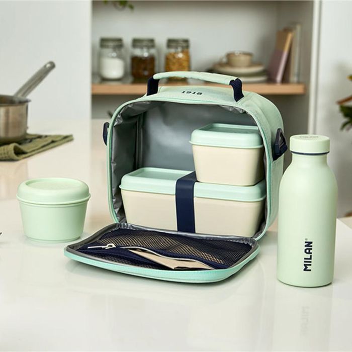 Bolsa isotérmica porta alimentos con 3 recipientes (3,5 l) serie 1918, verde milan 1 Bolsa isotérmica porta alimentos con 3 recipientes (3,5 l) serie 1918, verde milan 1