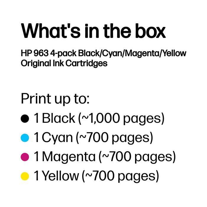 HP Tinta Negra, Cian, Magenta, Amarilla Officejet Pro 9000 Series - Nº 963 *Pack De 4* 2