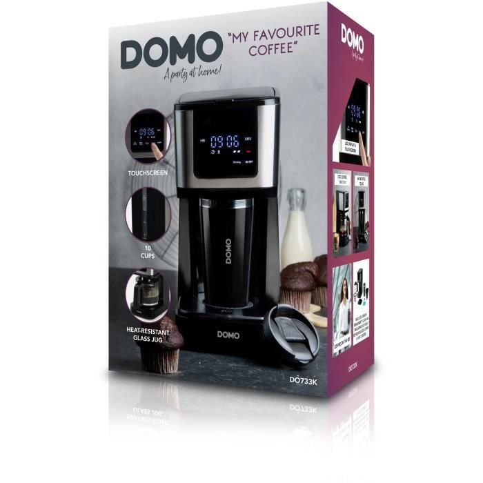 Domo DO733K Cafetera de filtro 900W, 4-10 tazas, Pantalla LCD, 3 intensidades, Negra 4