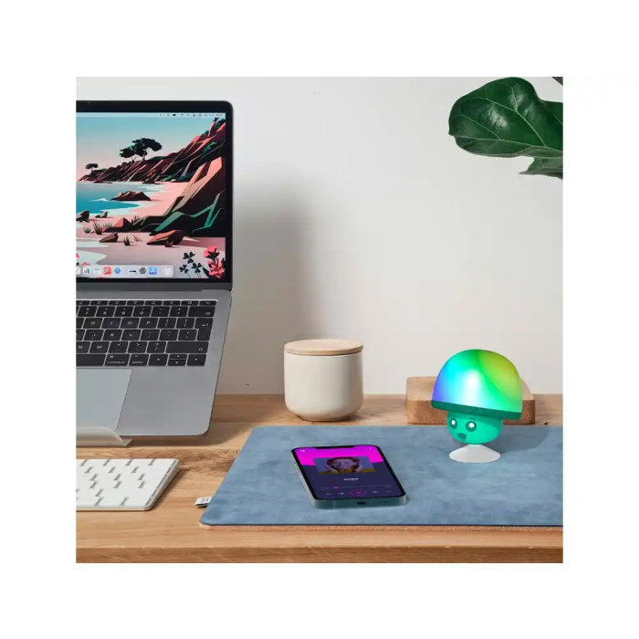 Wondee Altavoz Inalámbrico Iluminado Mega Mush con Forma de Seta y Ventosa, 3W 4