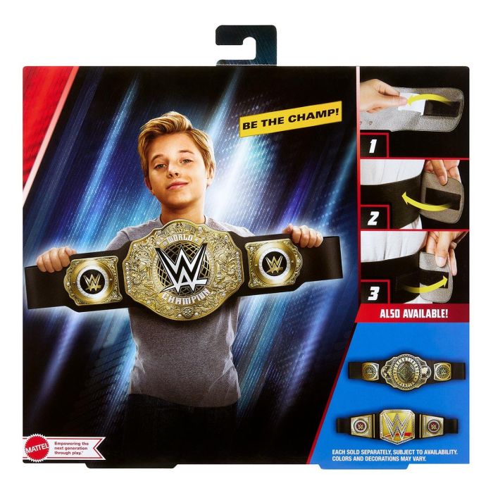 Mattel HYF18 Título WWE World Heavyweight, Cinturón de Campeón de Juguete Ajustable para Niños 4