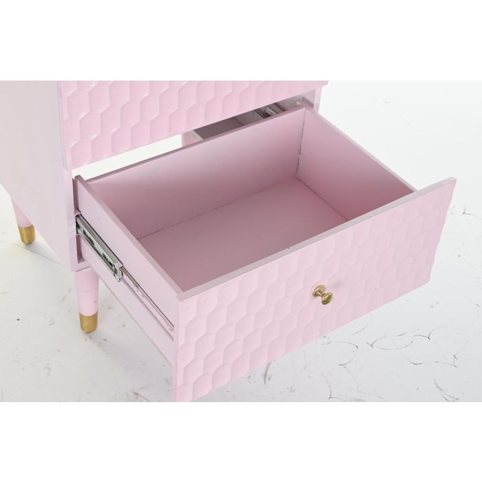 DKD Home Decor Mesita de Noche Moderna Rosa Palo 42 x 65 x 52 cm con 2 Cajones 3