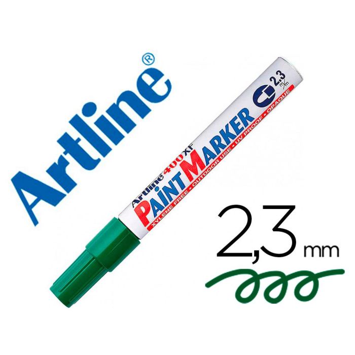 Rotulador Artline Marcador Permanente Ek-400 Xf Verde -Punta Redonda 2.3 mm -Metal Caucho Y Plastico 12 unidades