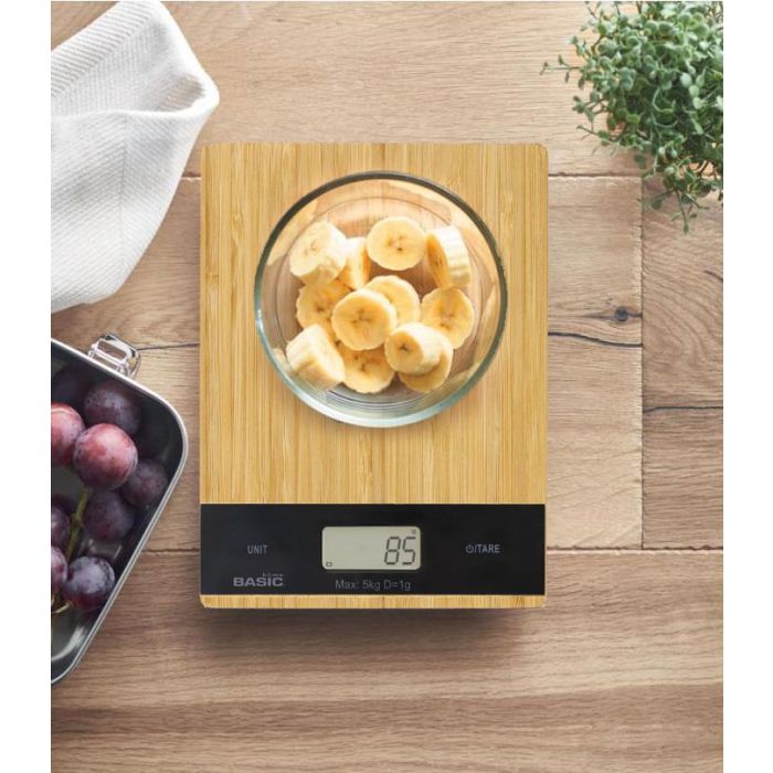 Inde Báscula Cocina Digital Cuadrada Bambú 5Kg Basic Home 2