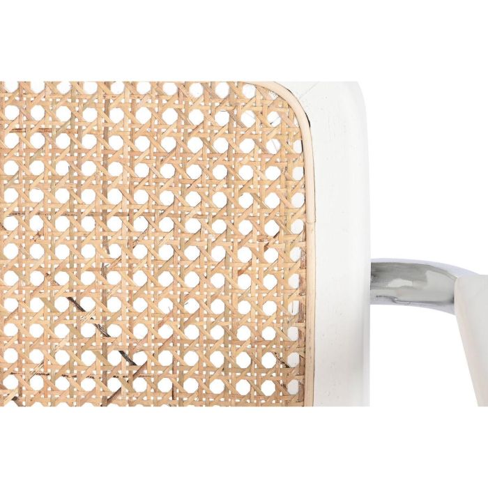 Silla con Reposabrazos DKD Home Decor Blanco Plateado Natural Ratán Madera de olmo 65,5 x 62 x 79 cm 4