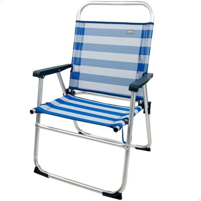 Silla de Playa Aktive Azul Blanco 48 x 88 x 50 cm Aluminio Plegable (4 Unidades) 6 Silla de Playa Aktive Azul Blanco 48 x 88 x 50 cm Aluminio Plegable (4 Unidades) 6