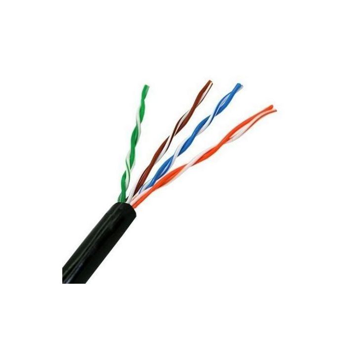 AISENS - BOBINA CABLE DE RED EXTERIOR IMPERMEABLE RJ45 CAT.5E UTP RÍGIDO AWG24, NEGRO, 100M