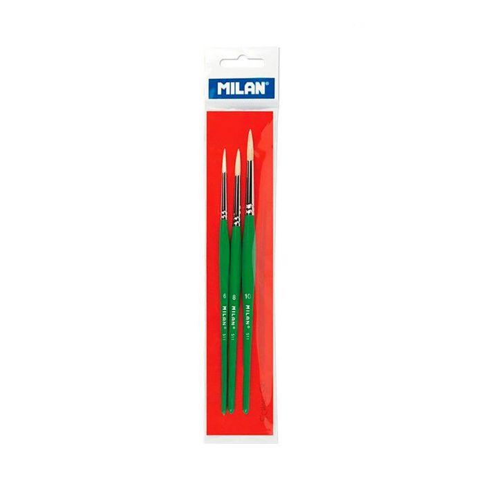 Milan Pinceles escolares serie 511 nº 6, 8 y 10, blister 3 uds - Pelo natural de cerda