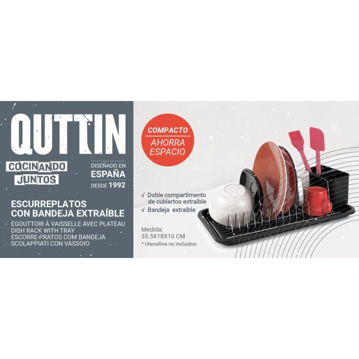Escurreplatos con bandeja Quttin 35.5 x 18 x 10 cm (12 Unidades) 5 Escurreplatos con bandeja Quttin 35.5 x 18 x 10 cm (12 Unidades) 5