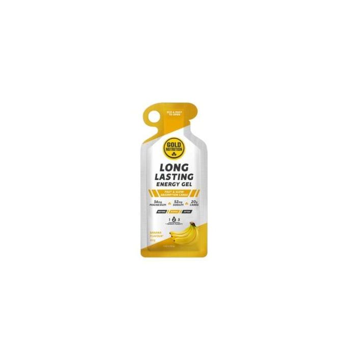 GOLD NUTRITION Gel Energético Long Lasting Energy Plátano 16 Unidades - Con Maltodextrina, Isomaltosa y Fructosa