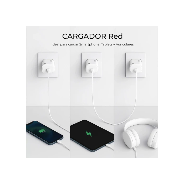 SUBBLIM Cargador USB-C GaN 20W PD 3.0 PPS SUBCHG-6G2001 Carga Rápida para iPhone, iPad, Galaxy, Pixel, Xiaomi Ultraportátil y Seguro