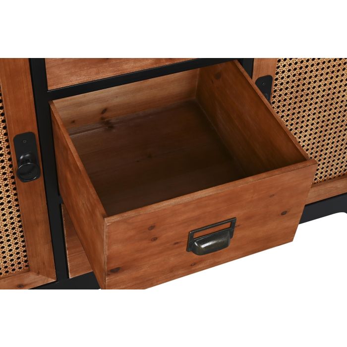 DKD Home Decor Buffet Loft 3 Cajones 2 Puertas, Madera Abeto y Metal, Marrón Oscuro Gris Oscuro, 120x40x79 cm 4