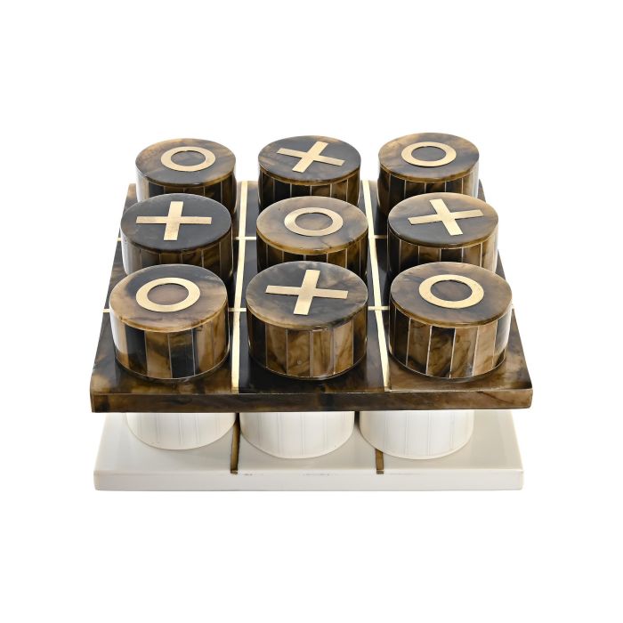 DKD Home Decor Juego De Mesa Moderno Blanco Ambar Metalizado Resina Metal 20.5 x 5 x 20.5 cm (2 Unidades) 3