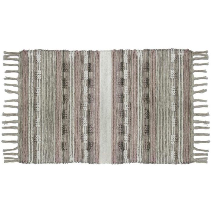 DKD Home Decor Alfombra Boho Multicolor con Flecos Algodón y Poliéster 290x200 cm 1200 gsm