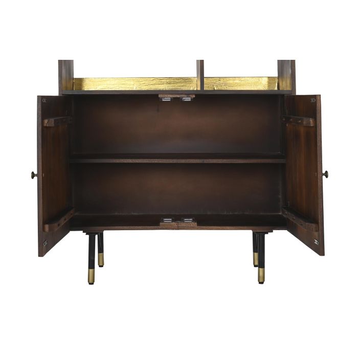 DKD Home Decor Estantería Moderno Marrón Oscuro Dorado, Metal y Madera Mango, 90x35x200cm, con 2 Puertas y 4 Estantes 3 DKD Home Decor Estantería Moderno Marrón Oscuro Dorado, Metal y Madera Mango, 90x35x200cm, con 2 Puertas y 4 Estantes 3