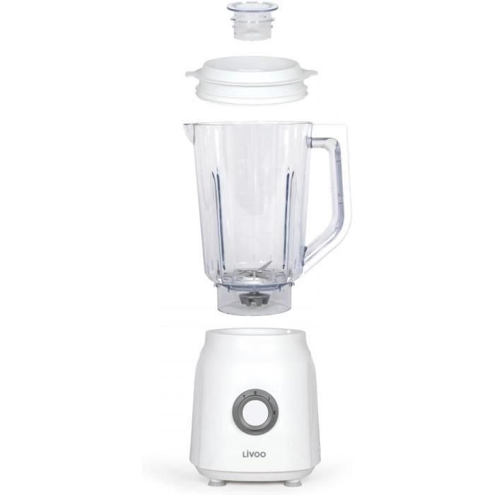 Livoo LIV1713288599839 Batidora de Vaso Eléctrica 1.5 Litros 600W de Potencia, 22000 RPM, 2 Velocidades y Función Turbo, Color Blanco 1 Livoo LIV1713288599839 Batidora de Vaso Eléctrica 1.5 Litros 600W de Potencia, 22000 RPM, 2 Velocidades y Función Turbo, Color Blanco 1