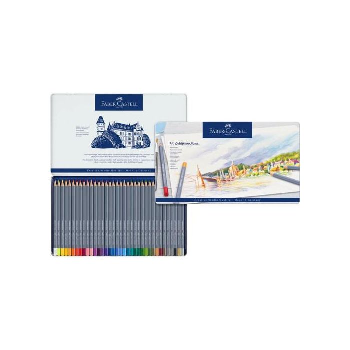 Estuche de Metal con 36 Lápices de Colores Acuarelables Goldfaber. Faber Castell 114636 2