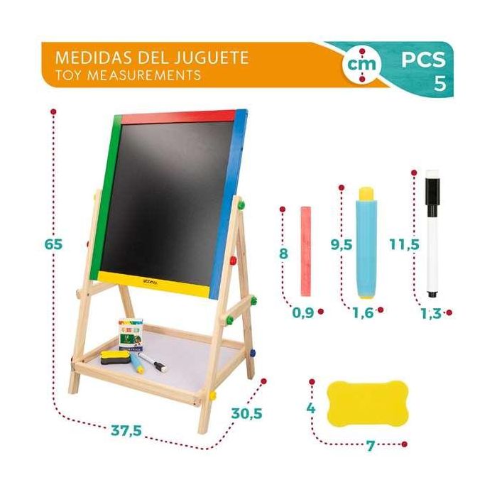 Color Baby Pizarra 2 Caras Blanca y Negra de Madera 37,5x65cm con Accesorios 1 Color Baby Pizarra 2 Caras Blanca y Negra de Madera 37,5x65cm con Accesorios 1