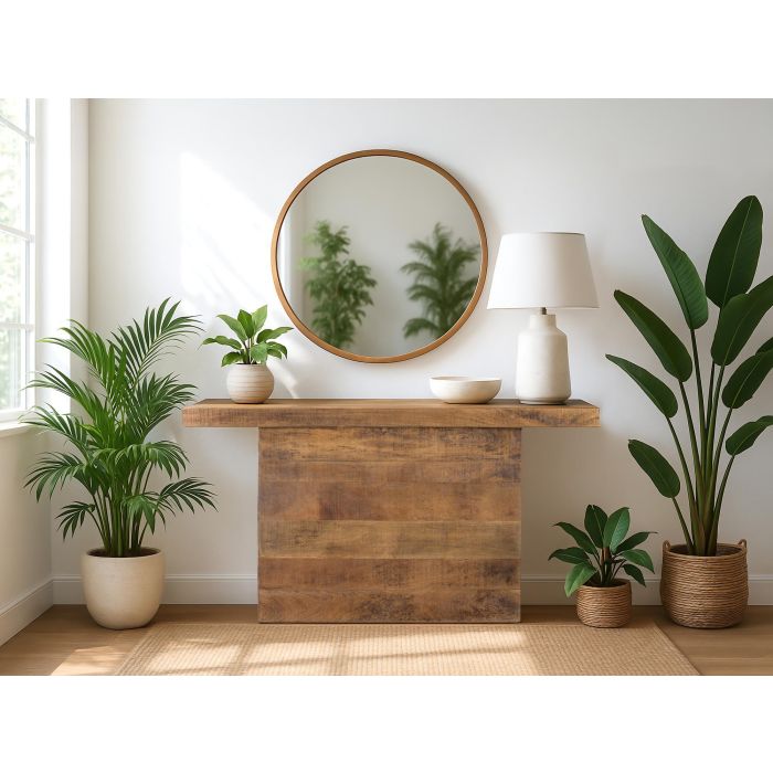 Giner y Colomer Mesa Consola de Madera de Mango con Base de Pedestal Natural 2