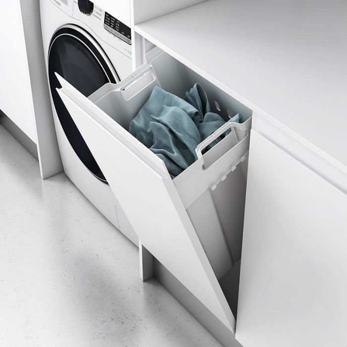 Anja 1008.2308 Módulo Tolva Abatible para Ropa con Compás Retenedor Mueble 450 mm Blanco 50L 1