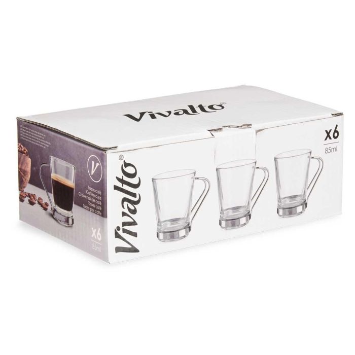 Taza Vidrio Con Asa Metal 85 Ml Cafe Vivalto 8X6CM (72 Unidades) 2 Taza Vidrio Con Asa Metal 85 Ml Cafe Vivalto 8X6CM (72 Unidades) 2