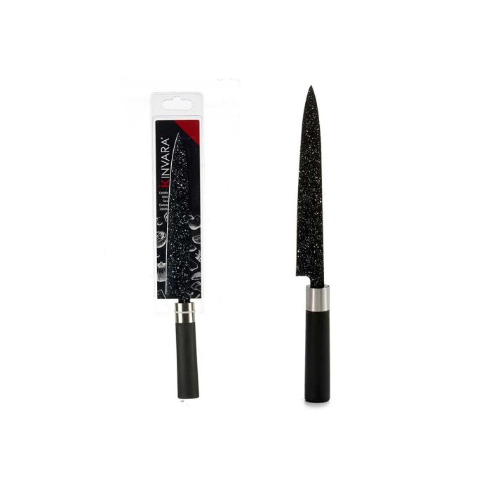 Cuchillo Mediano Kinvara Acabado Mármol 33.5x2.2x3.5 cm, Metal SS420 y Plástico, Negro y Plata (24 Unidades) Cuchillo Mediano Kinvara Acabado Mármol 33.5x2.2x3.5 cm, Metal SS420 y Plástico, Negro y Plata (24 Unidades)