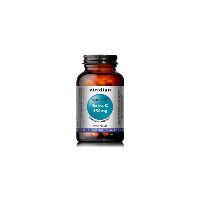 VIRIDIAN Extra C 950Mg. 90 cápsulas. Vitamina C para sistema inmune, huesos, encías, dientes y piel. Apto veganos.