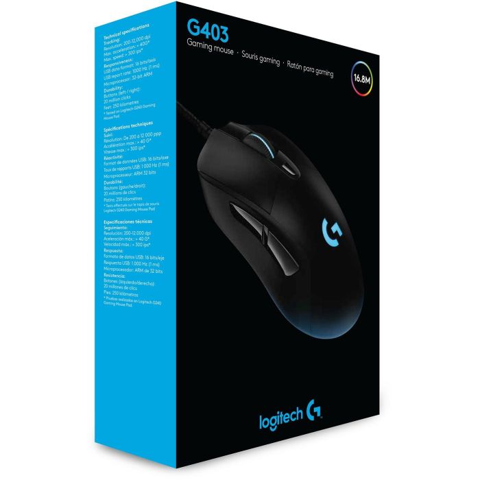 Logitech G403 Hero Ratón Gaming USB, Sensor HERO 25K, RGB LIGHTSYNC, 25600 DPI, 6 Botones Programables, Pesa Ajustable - 910-005633 3