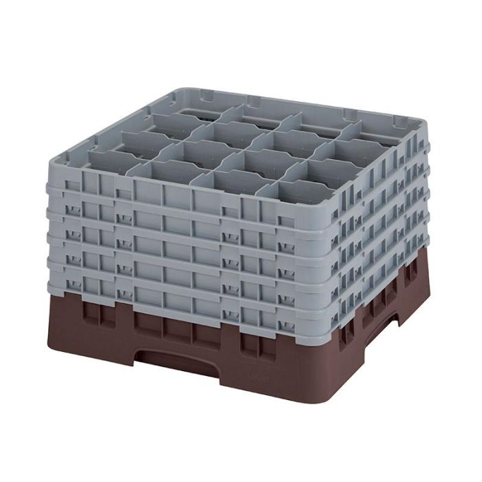 CAMBRO - 16S1058-167 - Cesta de lavado 16 comp. 5 alturas - 10,9 cm Ø máx. - alt. máx. 28,2 cm - 50 x 50 x 30,8 cm - Castaño