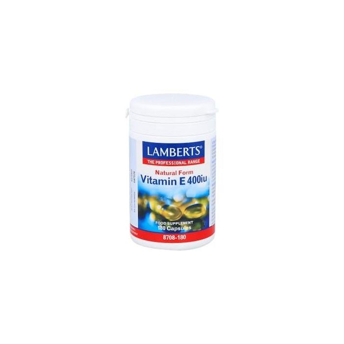 LAMBERTS Vitamina E natural d-alfa tocoferol 400UI (268mg) 180 cápsulas, apto veganos