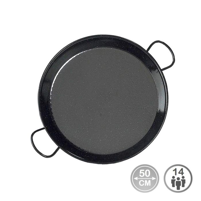Vaello Paellera Tradicional Acero Esmaltado Ø50 cm (14 Personas) Negra Apta Cocinas de Gas