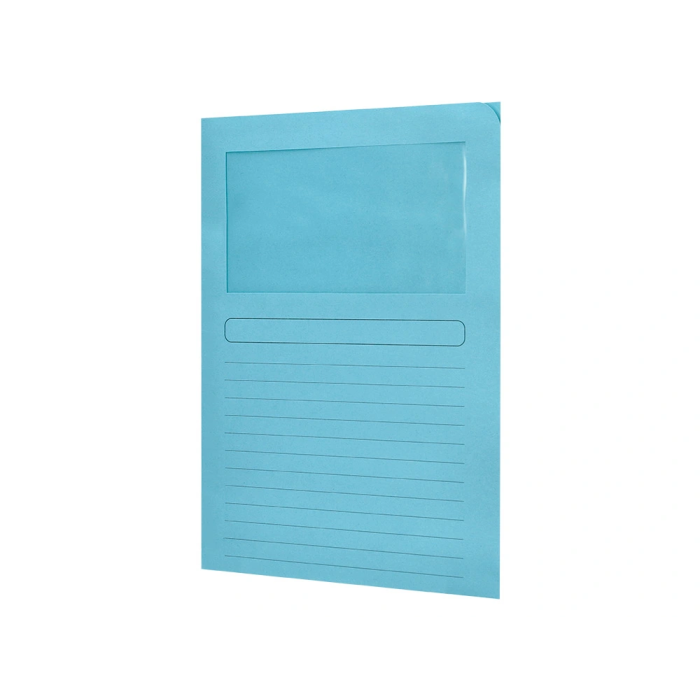 Q-connect Subcarpeta Cartulina A4 Azul con Ventana Transparente, 120 g/m² 4