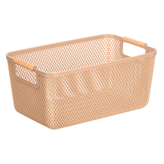 Cesta Plastico Asa Bambu Beige 36X22Cm Kipit (Set de 24) 1
