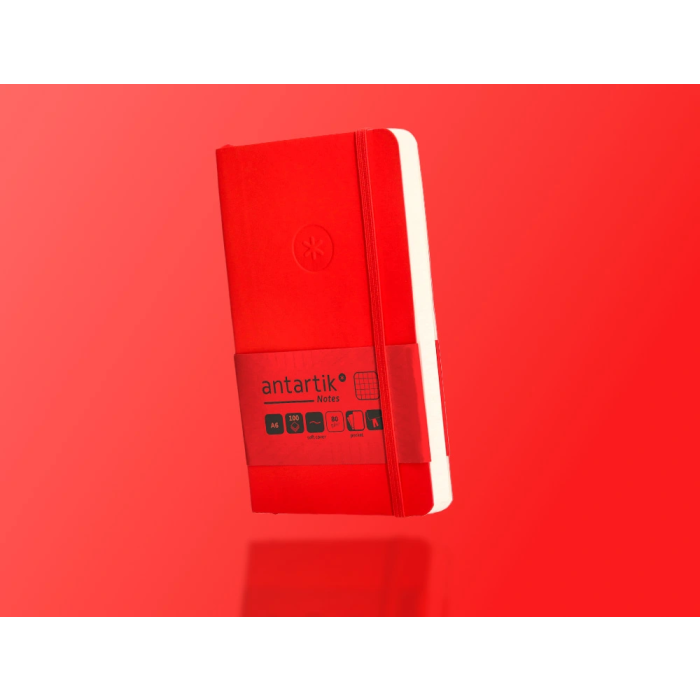 Antartik Cuaderno A6 Tapa Blanda Cuadriculado Rojo 100 Hojas 80gr FSC Antartik Notes 9