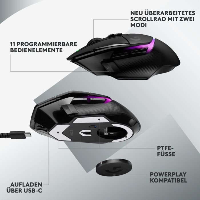 Logitech G502 X PLUS EER2 Ratón Gaming Inalámbrico Óptico 25600 DPI LIGHTSPEED HERO 25K Negro 5 Logitech G502 X PLUS EER2 Ratón Gaming Inalámbrico Óptico 25600 DPI LIGHTSPEED HERO 25K Negro 5
