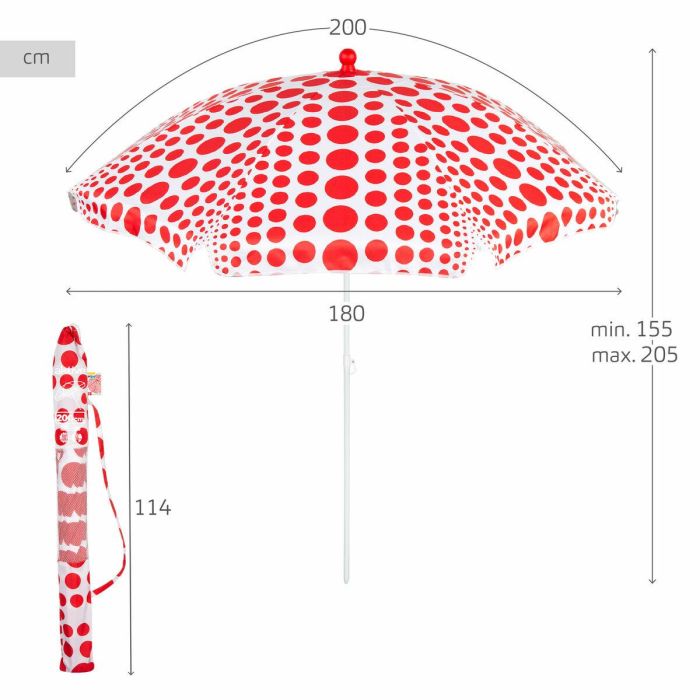 Sombrilla de playa Aktive Rojo 200 x 205 x 200 cm (6 Unidades) 3 Sombrilla de playa Aktive Rojo 200 x 205 x 200 cm (6 Unidades) 3