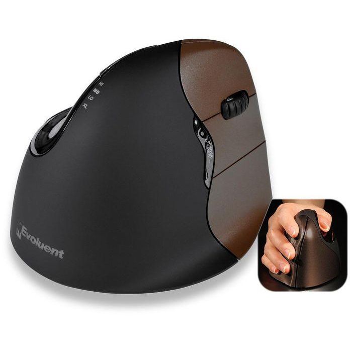 Evoluent VerticalMouse 4 Pequeño Inalámbrico USB - Ratón Ergonómico Vertical Óptico 6 Botones con Reposapulgar para Postura Neutra, Máximo Confort
